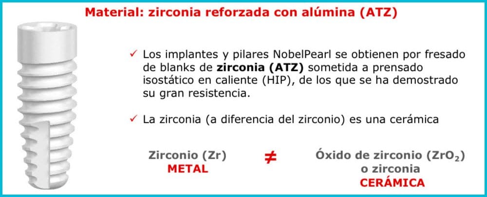 material tratamiento implantes sin metal